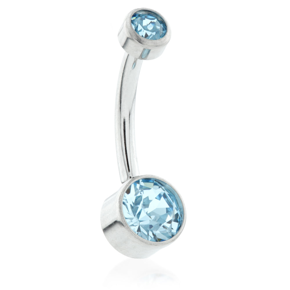 Titanium Double Jewelled Disc Navel Bar – 1.6mm