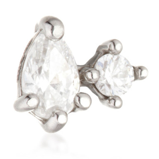 14ct Threadless Gold Double Gem Pin Attachment