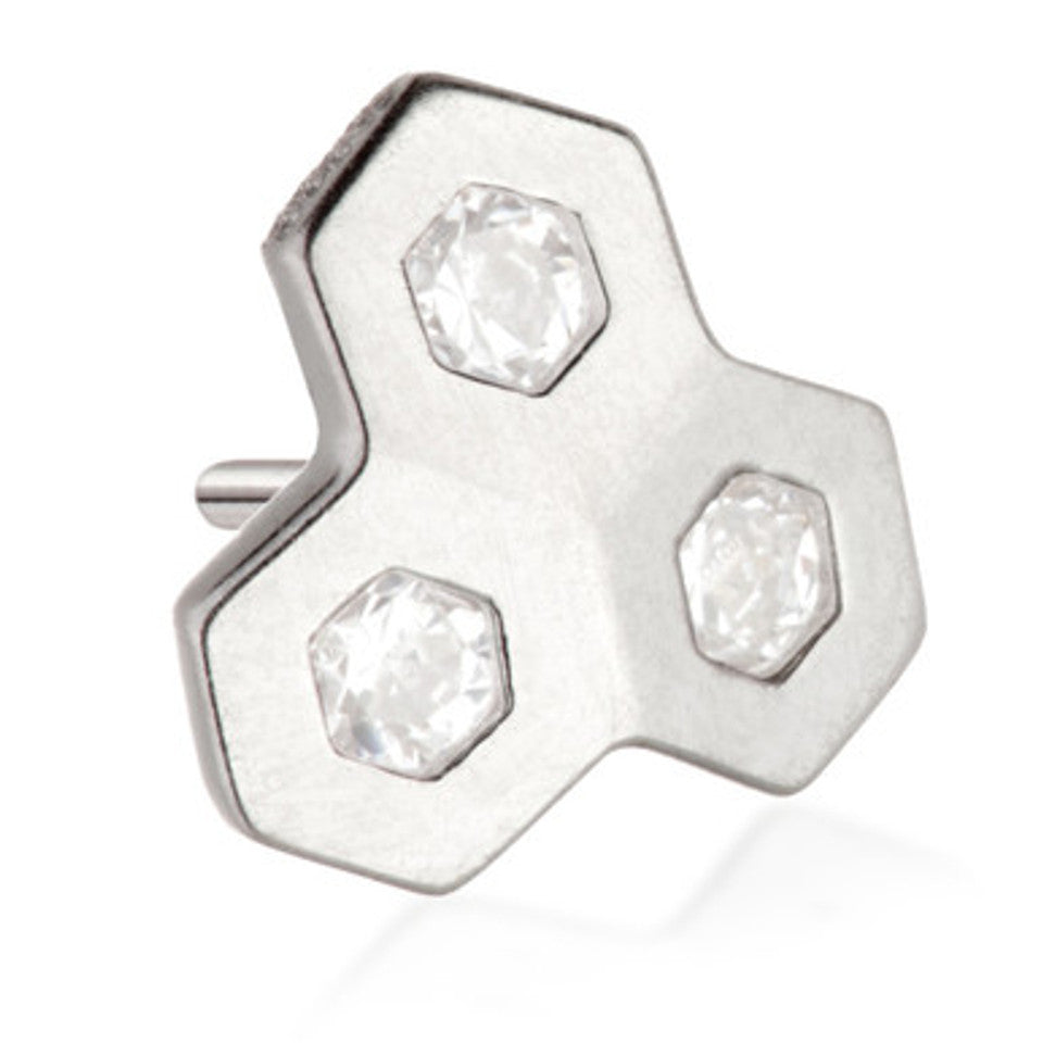 14ct Threadless Gold Honeycomb Gem Pin Attachment