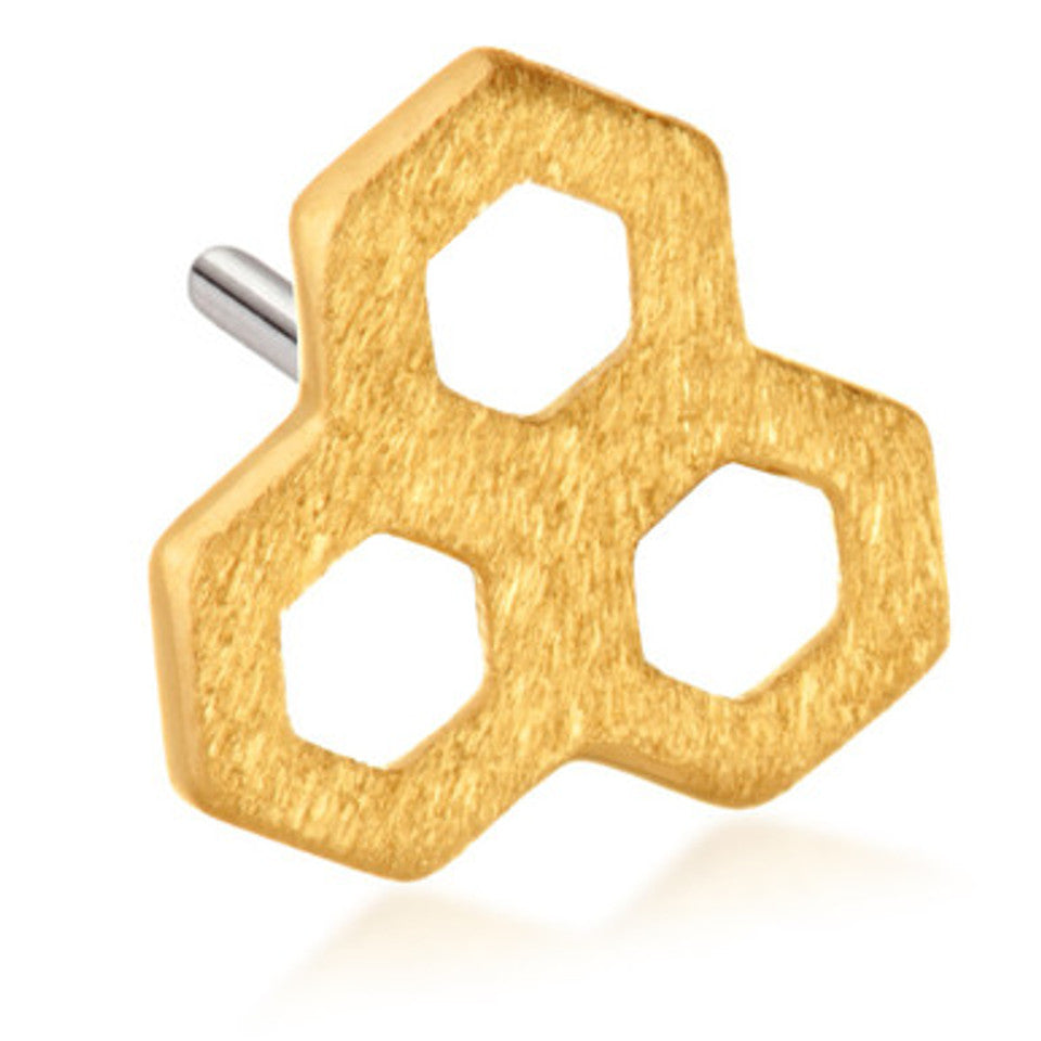 14ct Threadless Gold Honeycomb Pin Attachment