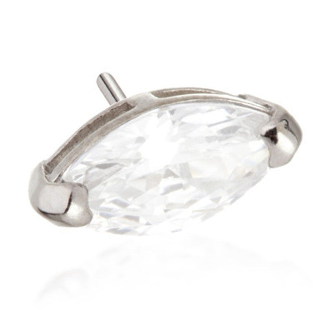 14ct Threadless Gold Marquise Gem Pin Attachment