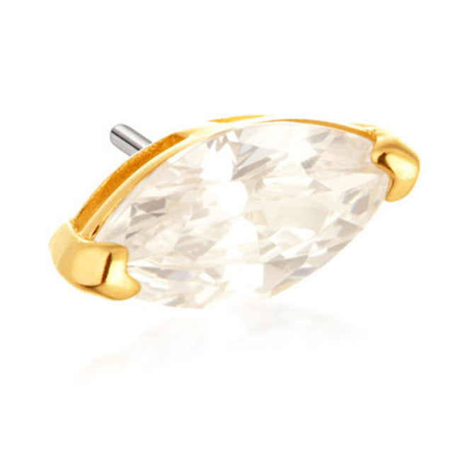 14ct Threadless Gold Marquise Gem Pin Attachment