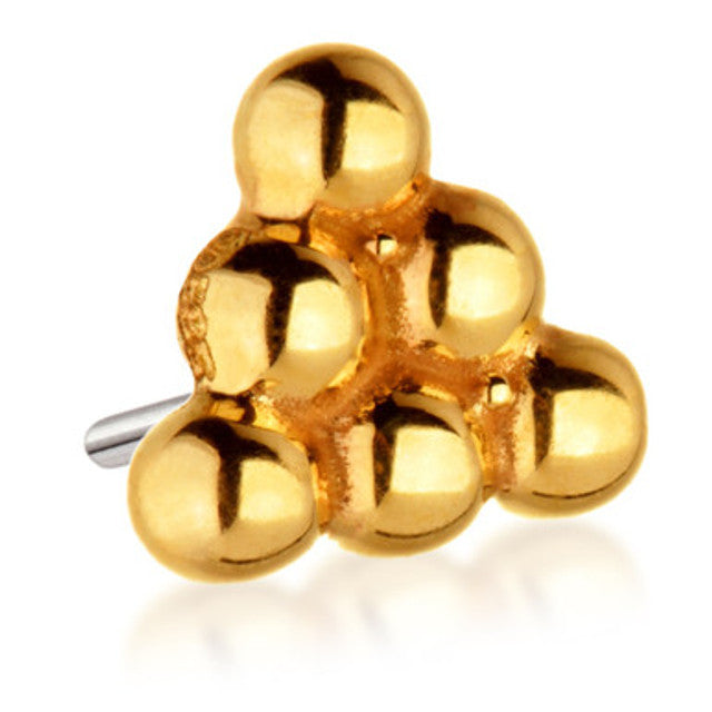 14ct Threadless Gold Triangle Dot Pin Attachment