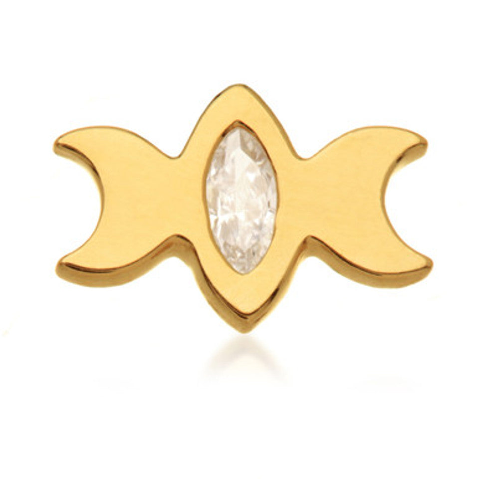 14ct Threadless Double Crescent Moon Jewelled Attachment