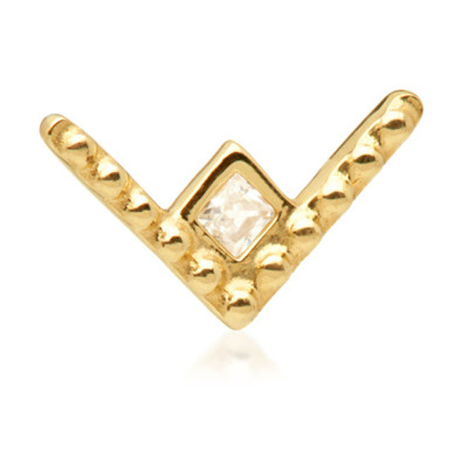 14ct Threadless Milligrained V Shaped Gem Pin Attachment
