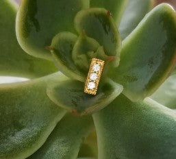 Gold Millgrain Bar With 3 CZ