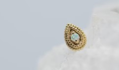 Gold Opal Pear Double Milgrain
