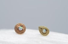 Gold Opal Pear Double Milgrain