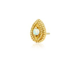 Gold Opal Pear Double Milgrain