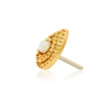 Gold Opal Pear Double Milgrain