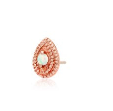 Gold Opal Pear Double Milgrain