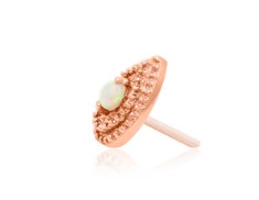 Gold Opal Pear Double Milgrain