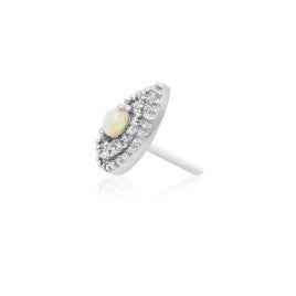 Gold Opal Pear Double Milgrain