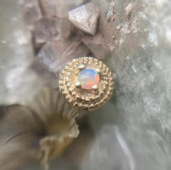 Gold Opal Round Double Milgrain