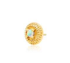 Gold Opal Round Double Milgrain