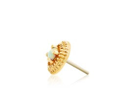Gold Opal Round Double Milgrain