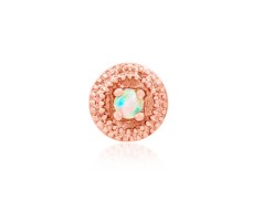 Gold Opal Round Double Milgrain