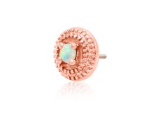 Gold Opal Round Double Milgrain