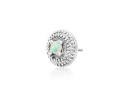 Gold Opal Round Double Milgrain