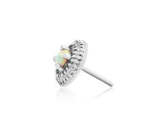 Gold Opal Round Double Milgrain