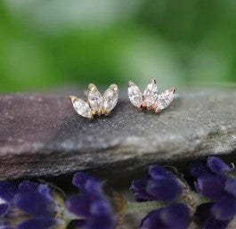 Gold Triple Gem Body Jewellery