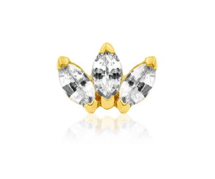 Gold Triple Gem Earring