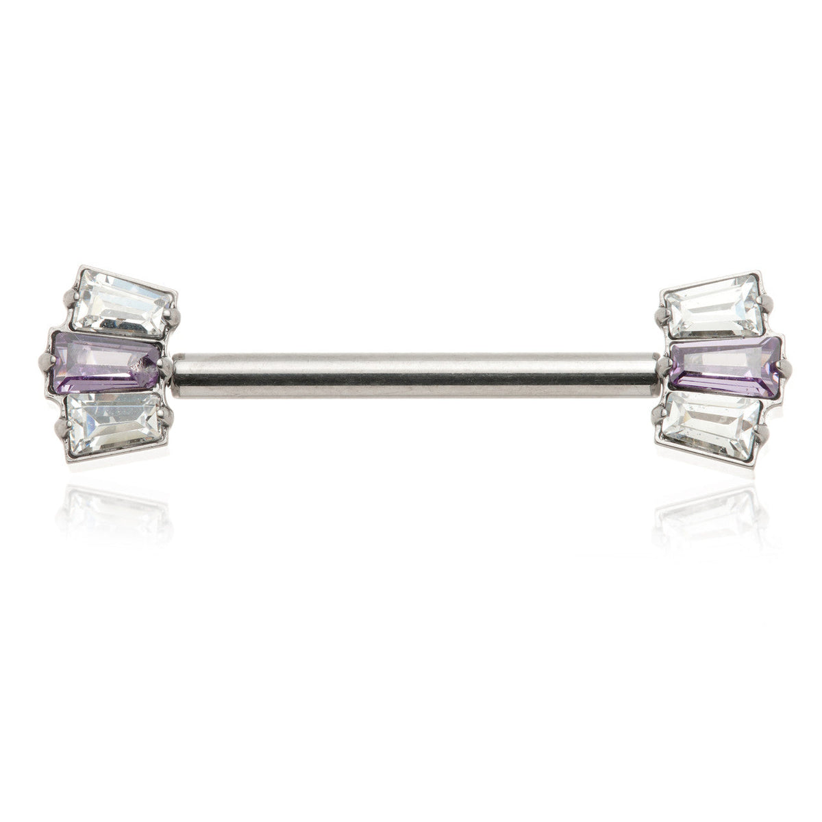 Titanium Threadless Triple Baguette Nipple Bar – 1.6mm