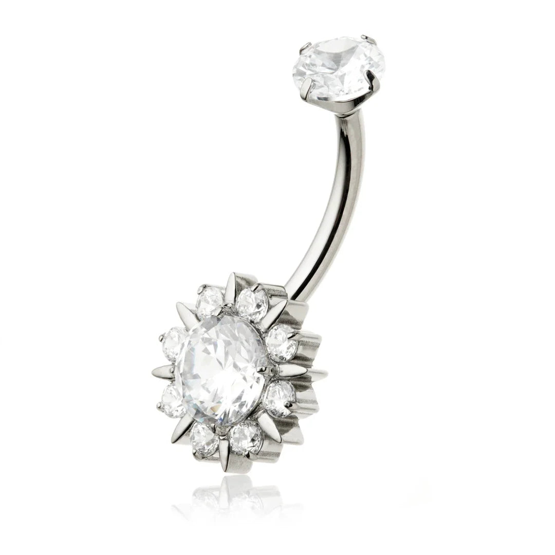 Titanium Gem Cluster Navel Bar – 1.6mm