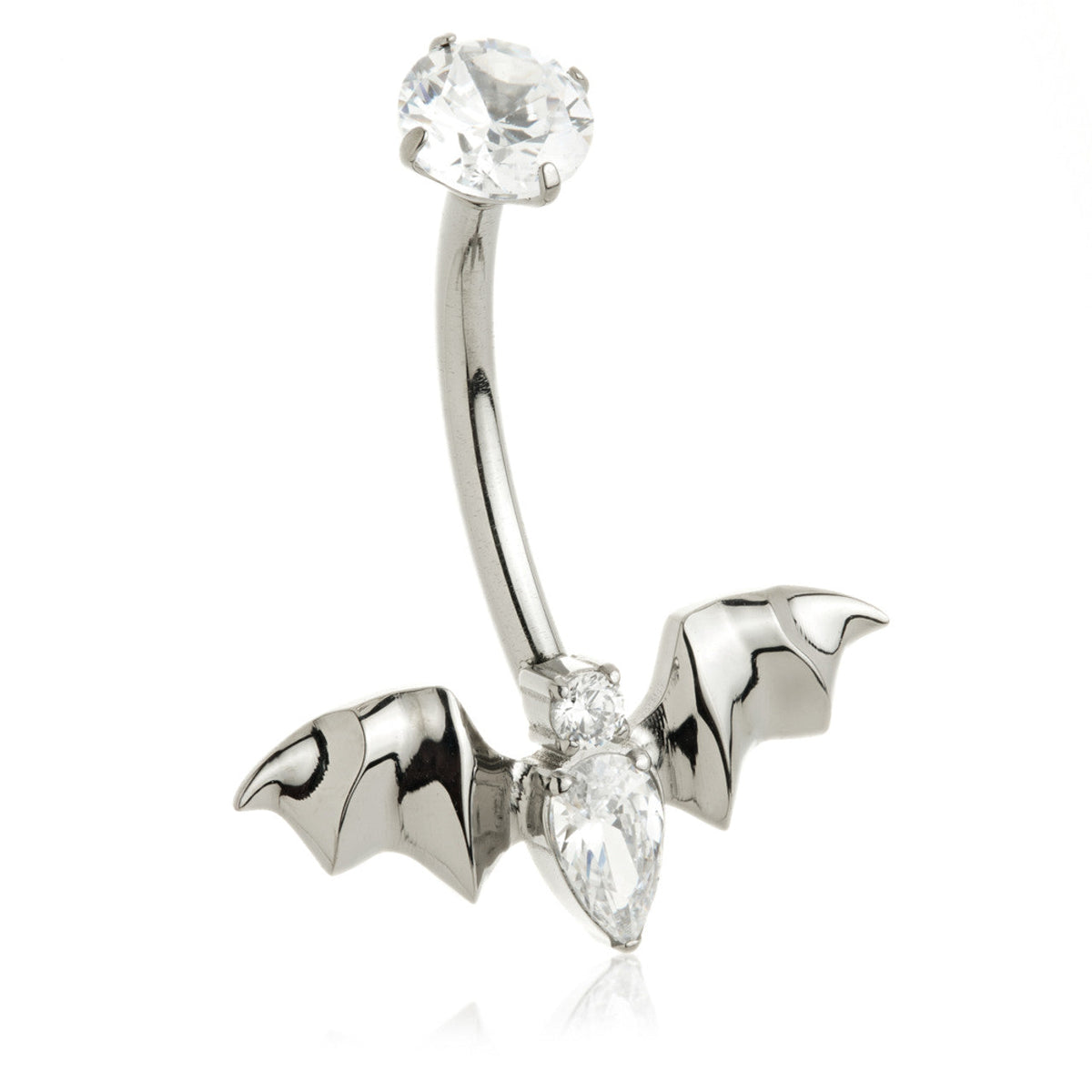 Titanium Jewelled Bat Navel Bar – 1.6mm