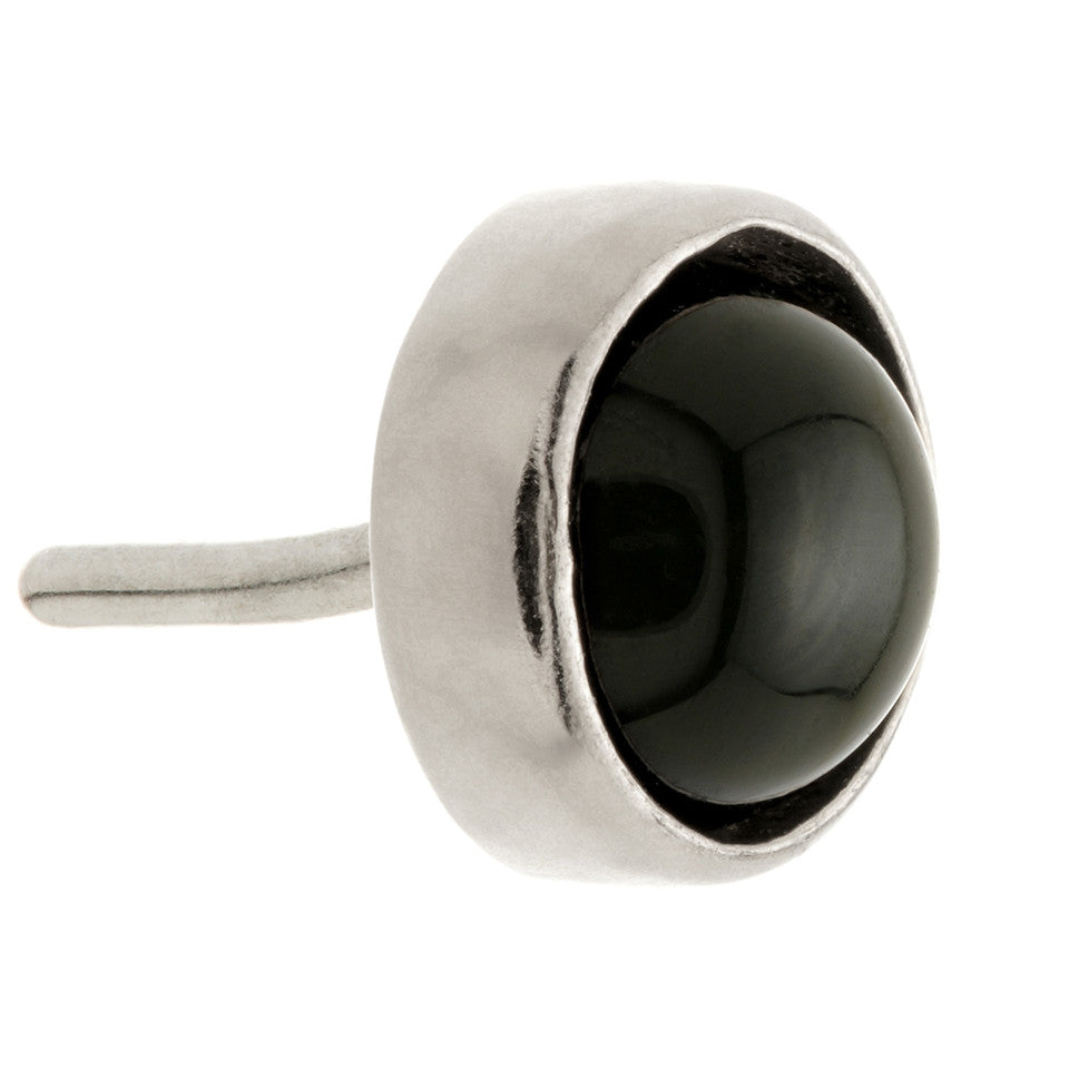 14ct Gold Threadless Black Agate Cabochon Bezel Pin Attachment