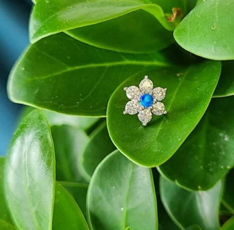 Blue Opal and Gold Flower Jewellery