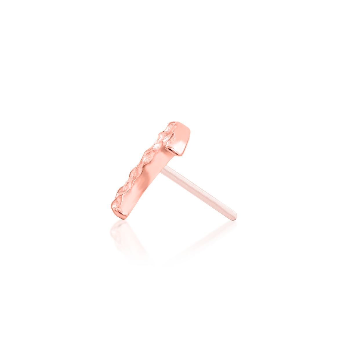 14ct rose gold threadless Golden Hammered Moon end, Loughborough Origins Body Art