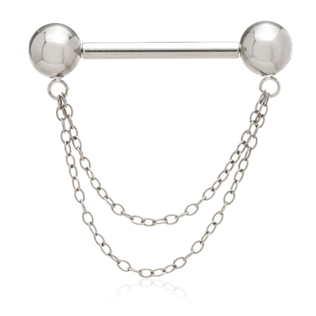 Titanium Threadless Double Chain Nipple Bar – 1.6mm