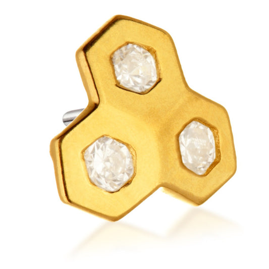 14ct Threadless Gold Honeycomb Gem Pin Attachment