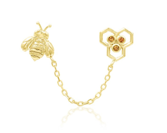 14k Gold Honey Bee Earrings