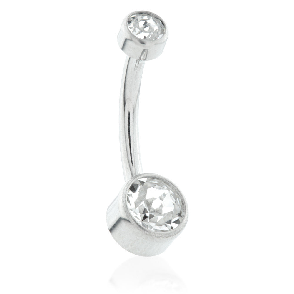 Titanium Double Jewelled Disc Navel Bar – 1.6mm