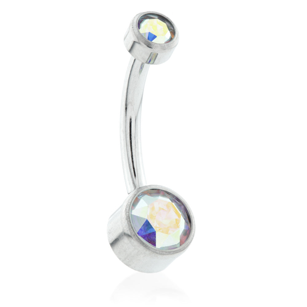 Titanium Double Jewelled Disc Navel Bar – 1.6mm