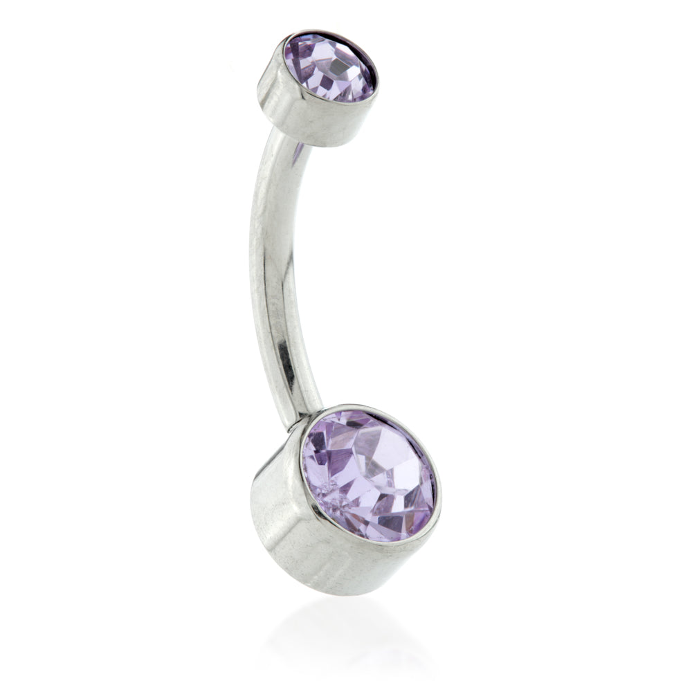 Titanium Double Jewelled Disc Navel Bar – 1.6mm