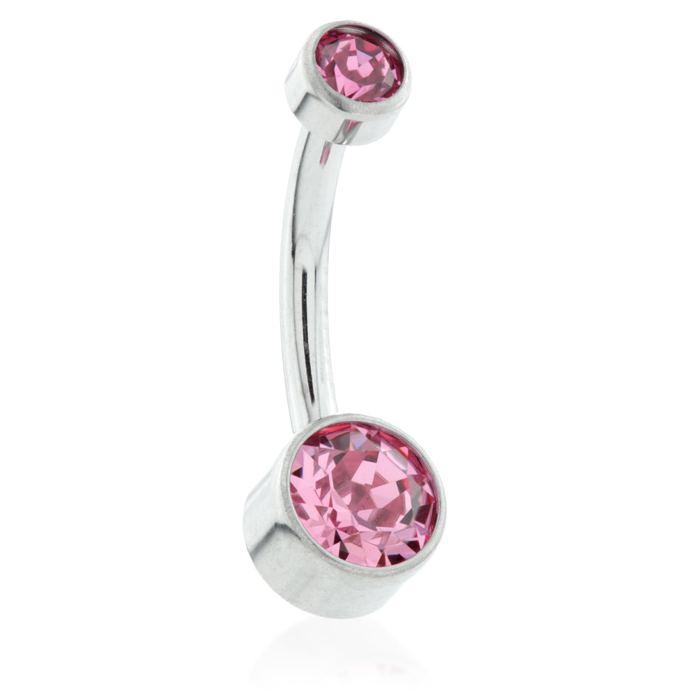 Titanium Double Jewelled Disc Navel Bar – 1.6mm