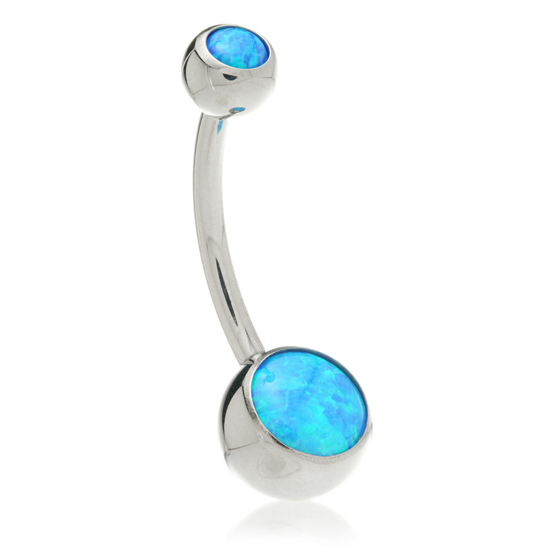 Titanium Double Opal Navel Bar – 1.6mm