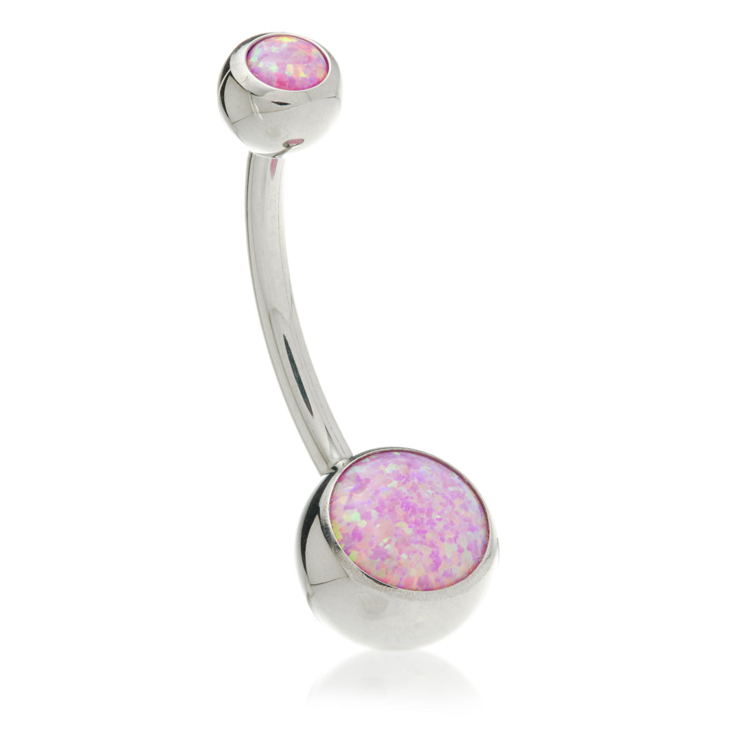 Titanium Double Opal Navel Bar – 1.6mm