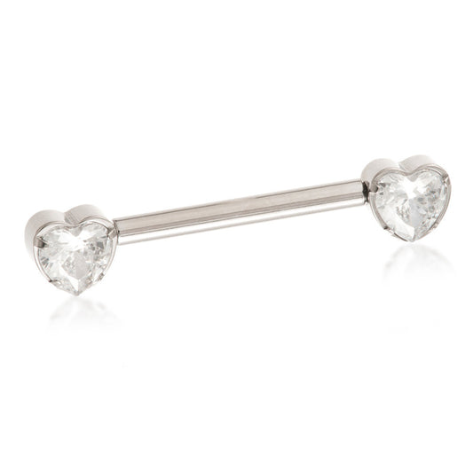 Titanium Threadless Jewelled Heart Nipple Bar – 1.6mm