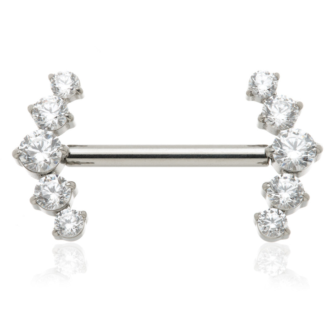 Titanium Threadless 5 Gem Nipple Bar – 1.6mm