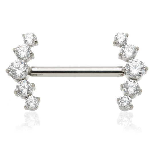 Titanium Threadless 5 Gem Nipple Bar – 1.6mm