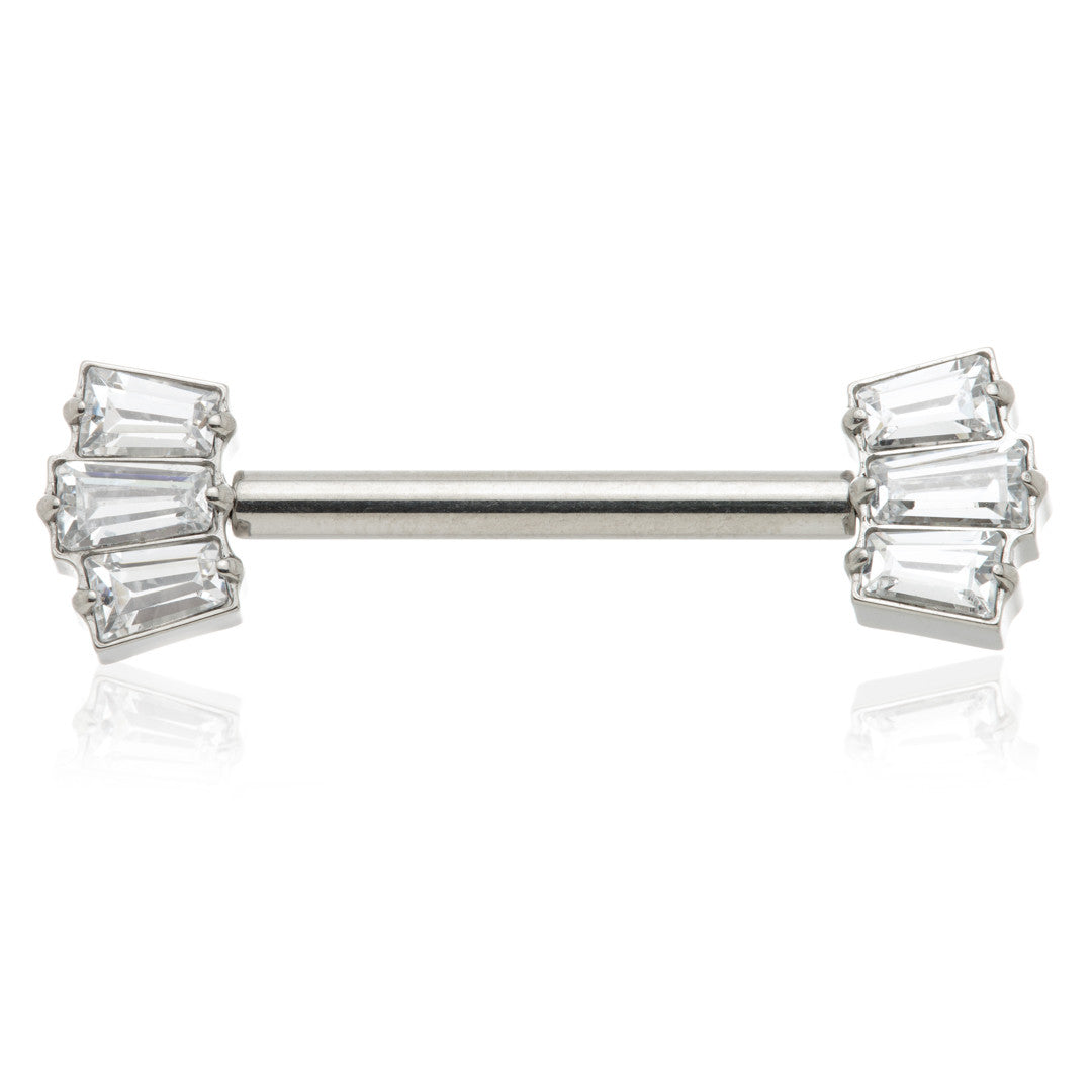 Titanium Threadless Triple Baguette Nipple Bar – 1.6mm