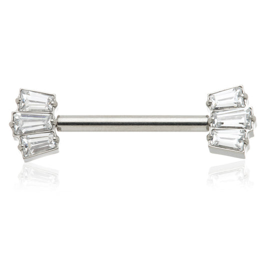 Titanium Threadless Triple Baguette Nipple Bar – 1.6mm