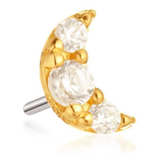 14ct Threadless Gold Crescent Moon Gem Pin Attachment