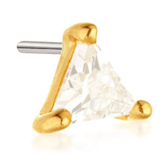 14ct Threadless Gold Gem Triangle Pin Attachment