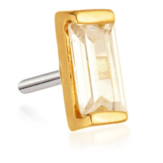14ct Threadless Gold Rectangle Gem Pin Attachment