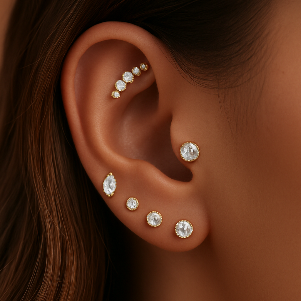4x Lobe Piercings